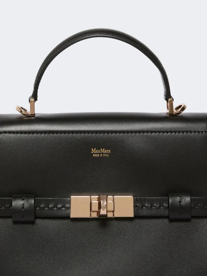 Bolso de piel lisa, negro Bolso de piel lisa, negro