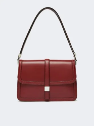 Bolso de piel natural, color burdeos