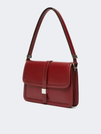 Bolso de piel natural, color burdeos
