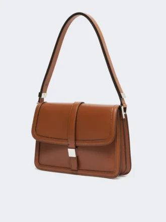 Bolso de piel natural, color tabaco