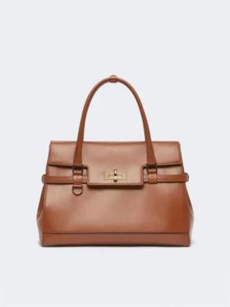 Bolso de piel natural, marrón ámbar