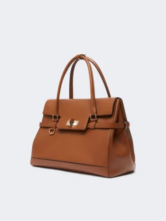 Bolso de piel natural, marrón ámbar