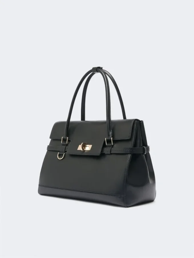 Bolso de piel natural, negro Bolso de piel natural, negro