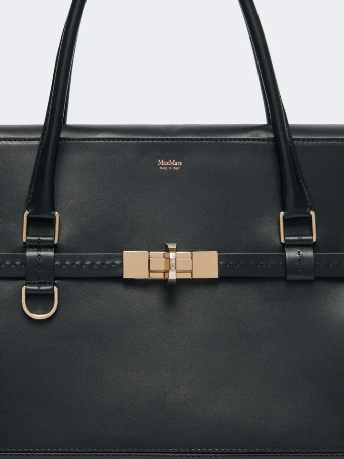 Bolso de piel natural, negro Bolso de piel natural, negro