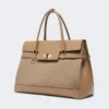 Bolso grande de cachemira y piel, marrón Bolso grande de cachemira y piel, marrón