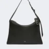 Bolso grande de piel de bajo brillo, negro Bolso grande de piel de bajo brillo, negro