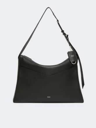 Bolso grande de piel de bajo brillo, negro