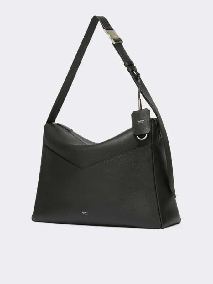 Bolso grande de piel de bajo brillo, negro Bolso grande de piel de bajo brillo, negro