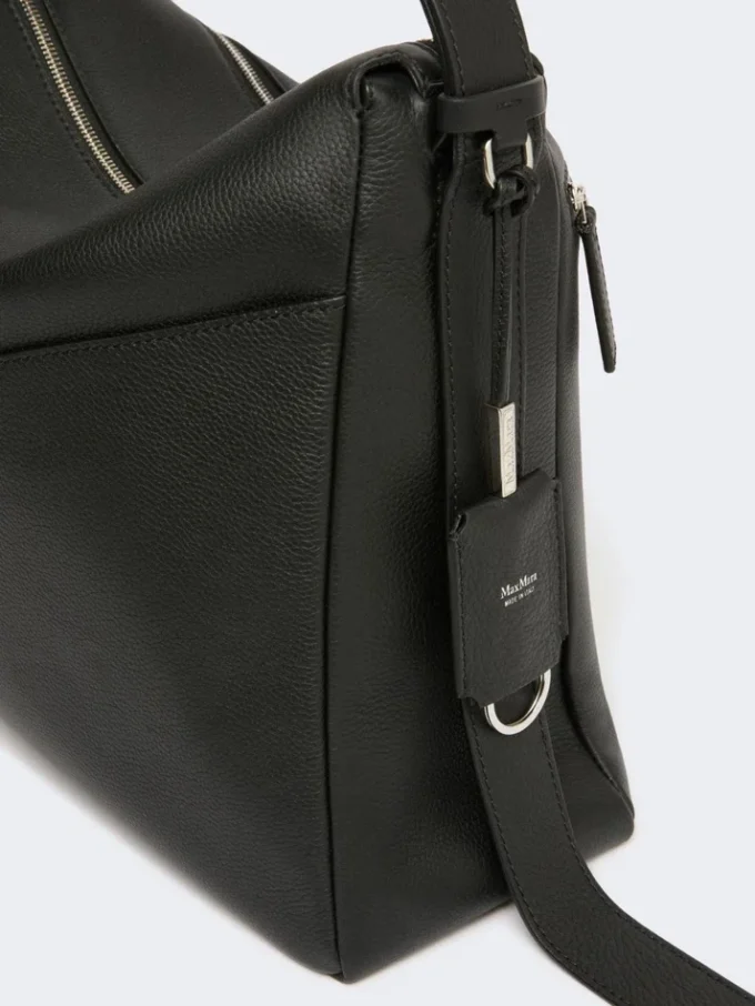 Bolso grande de piel de bajo brillo, negro Bolso grande de piel de bajo brillo, negro
