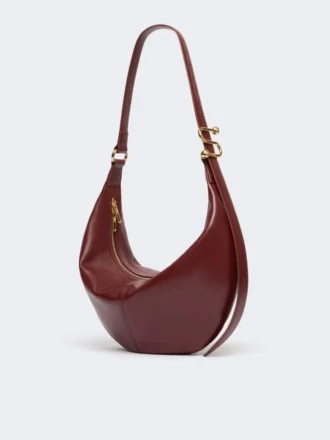 Bolso hobo de piel napa, color burdeos