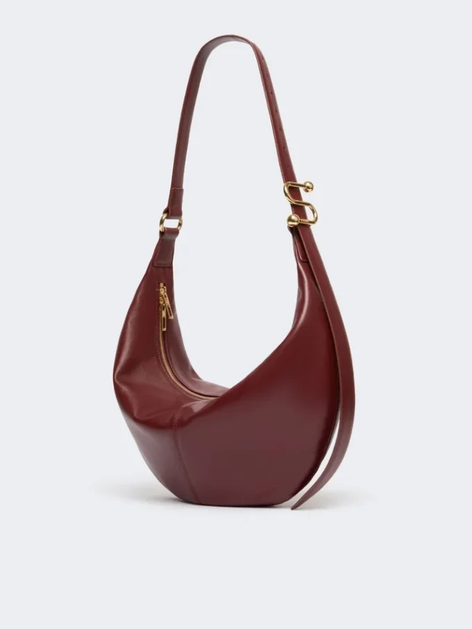 Bolso hobo de piel napa, color burdeos Bolso hobo de piel napa, color burdeos