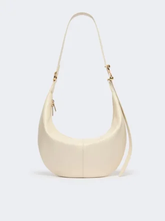 Bolso hobo de piel napa, color vainilla