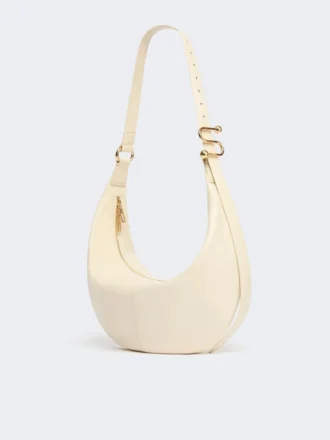 Bolso hobo de piel napa, color vainilla