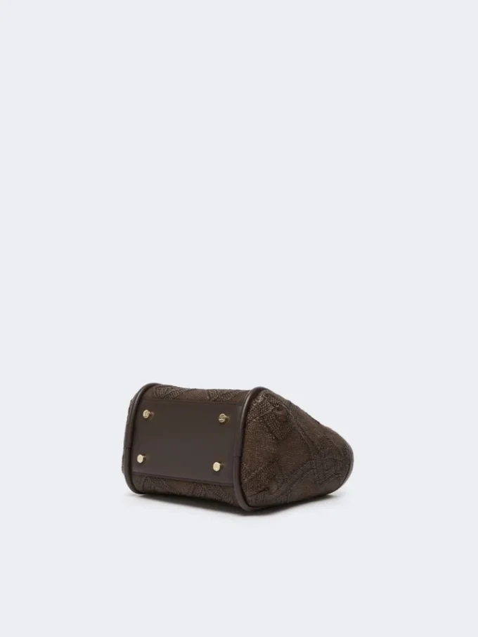 Bolso marino extrapequeño con tejido trenzado en forma de rombos, marrón oscuro Bolso marino extrapequeño con tejido trenzado en forma de rombos, marrón oscuro
