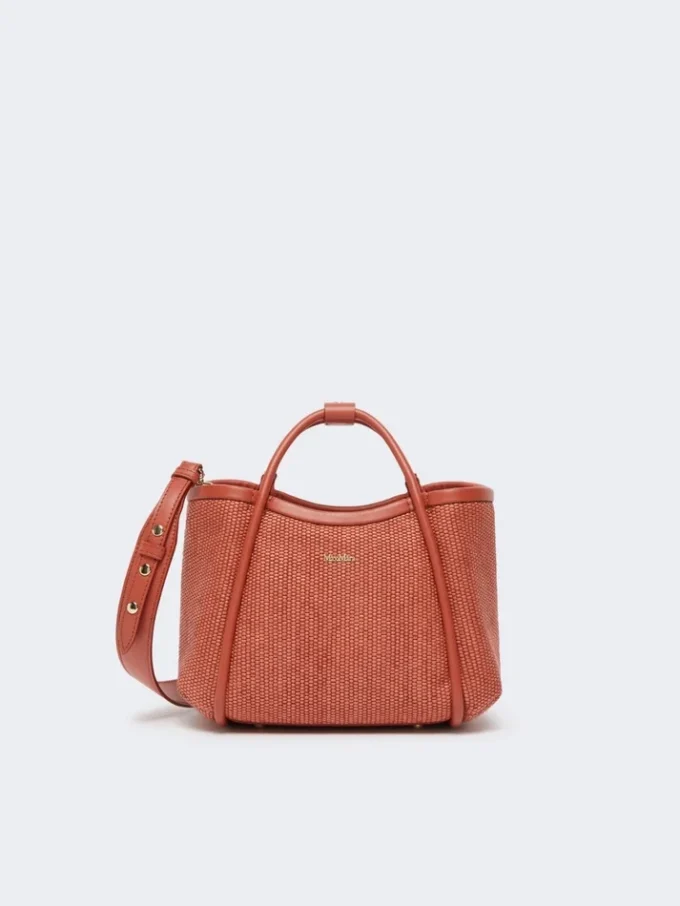 Bolso marino extrapequeño con tejido trenzado tipo rafia, color terracota Bolso marino extrapequeño con tejido trenzado tipo rafia, color terracota