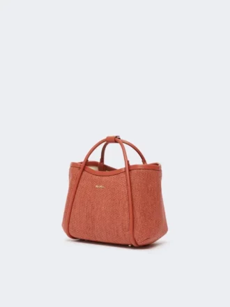 Bolso marino extrapequeño con tejido trenzado tipo rafia, color terracota