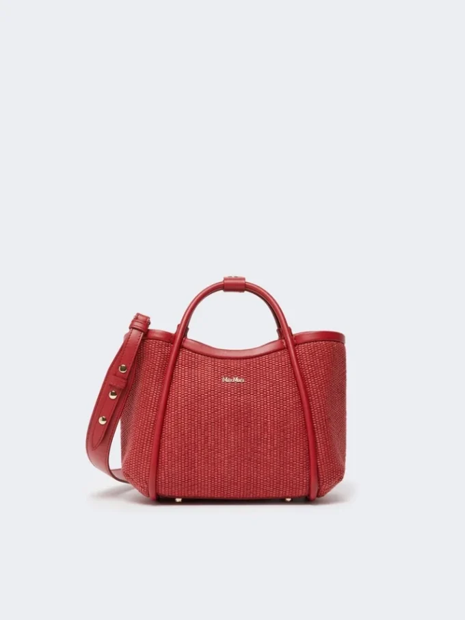 Bolso marino extrapequeño con tejido trenzado tipo rafia, rojo Bolso marino extrapequeño con tejido trenzado tipo rafia, rojo