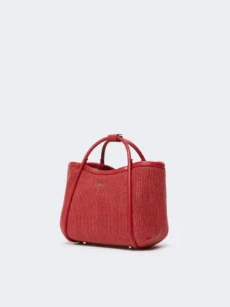 Bolso marino extrapequeño con tejido trenzado tipo rafia, rojo