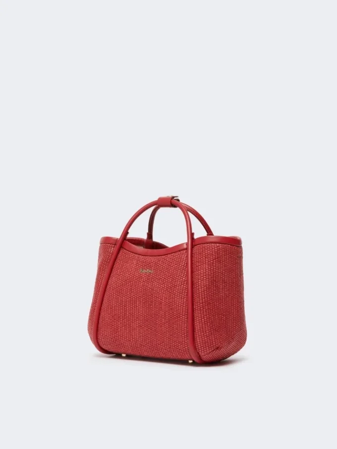 Bolso marino extrapequeño con tejido trenzado tipo rafia, rojo Bolso marino extrapequeño con tejido trenzado tipo rafia, rojo