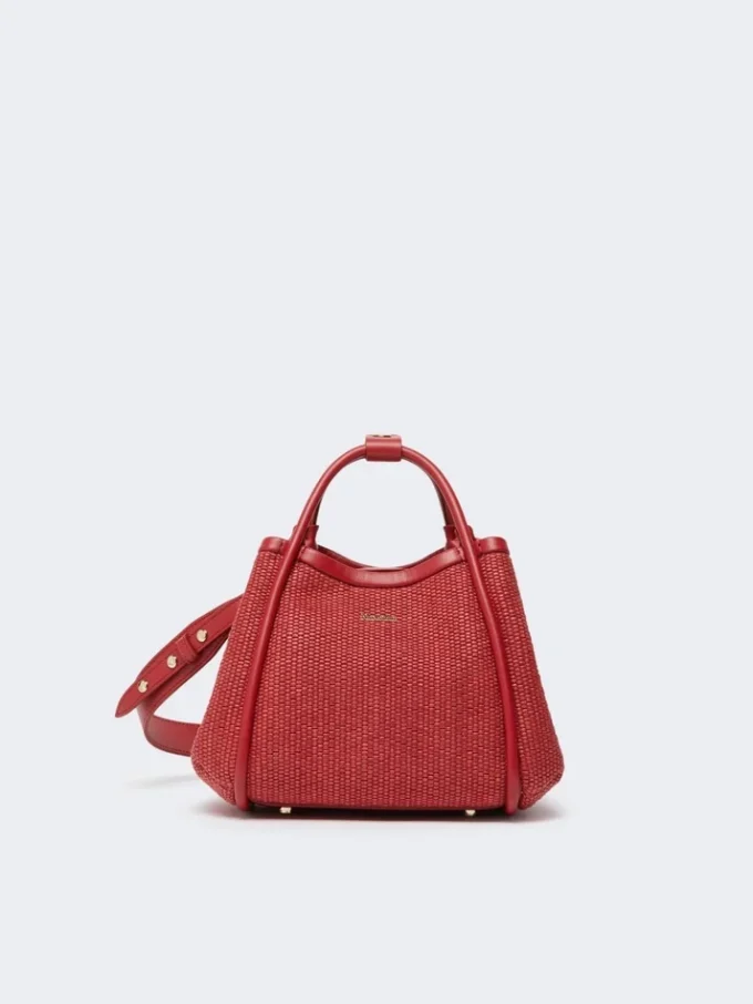 Bolso marino extrapequeño con tejido trenzado tipo rafia, rojo Bolso marino extrapequeño con tejido trenzado tipo rafia, rojo