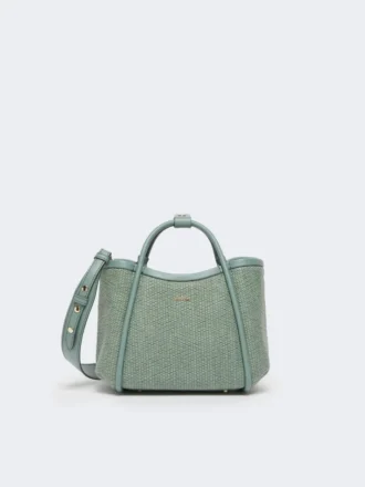 Bolso marino extrapequeño con tejido trenzado tipo rafia, verde salvia