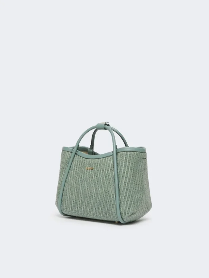 Bolso marino extrapequeño con tejido trenzado tipo rafia, verde salvia Bolso marino extrapequeño con tejido trenzado tipo rafia, verde salvia