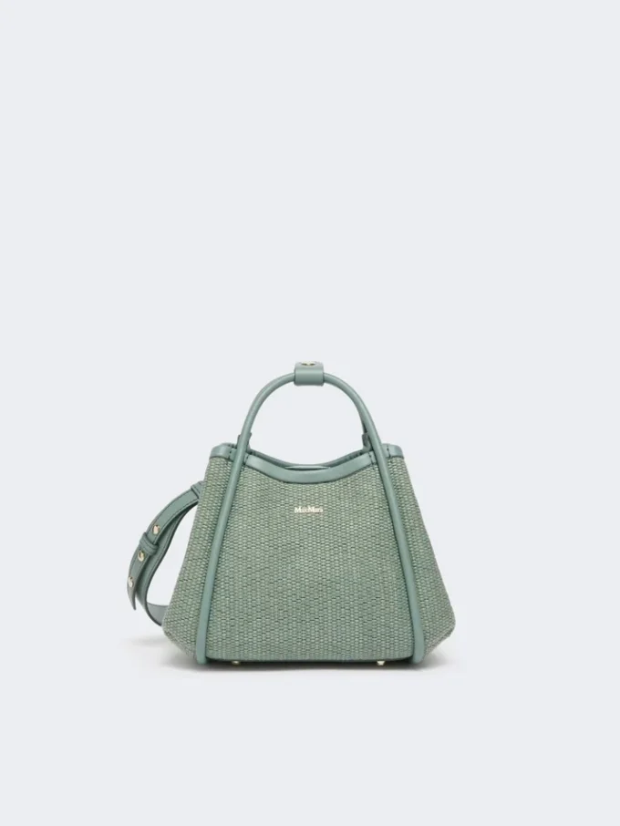 Bolso marino extrapequeño con tejido trenzado tipo rafia, verde salvia Bolso marino extrapequeño con tejido trenzado tipo rafia, verde salvia