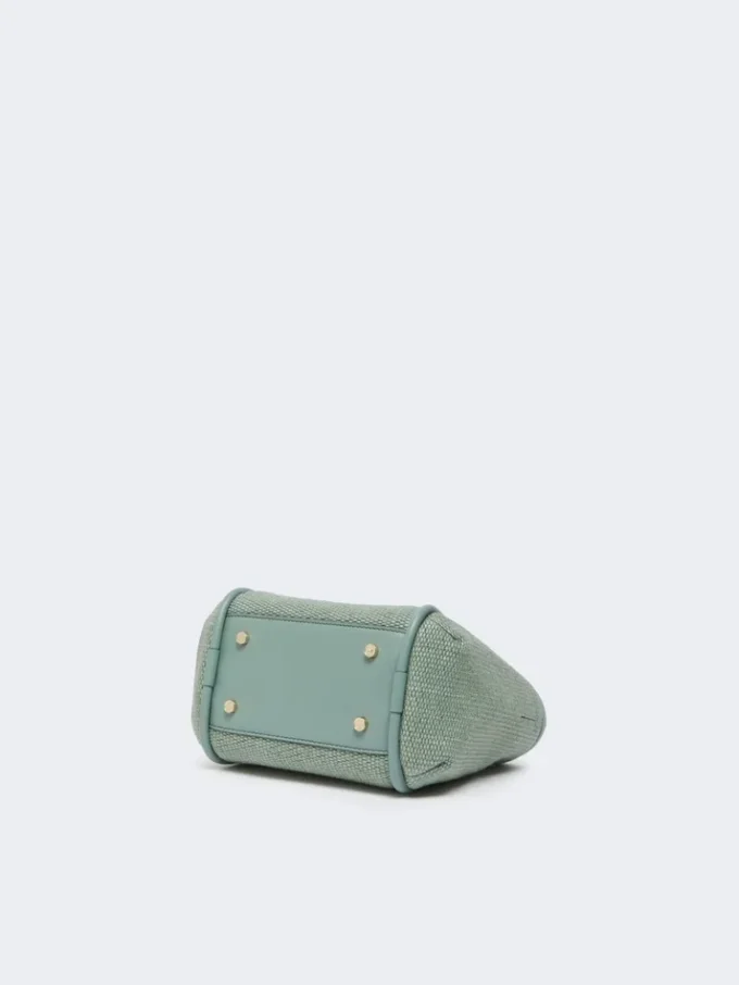 Bolso marino extrapequeño con tejido trenzado tipo rafia, verde salvia Bolso marino extrapequeño con tejido trenzado tipo rafia, verde salvia