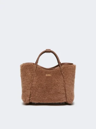 Bolso marino extrapequeño de tejido teddy, color camel