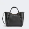 Bolso marino mediano de piel, negro Bolso marino mediano de piel, negro