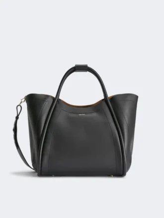 Bolso marino mediano de piel, negro