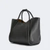 Bolso marino mediano de piel, negro Bolso marino mediano de piel, negro