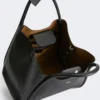 Bolso marino mediano de piel, negro Bolso marino mediano de piel, negro