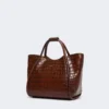 Bolso marino pequeño de piel con estampado de cocodrilo, marrón Bolso marino pequeño de piel con estampado de cocodrilo, marrón