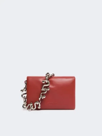 Bolso mini Soffy de napa acolchada, rojo ladrillo