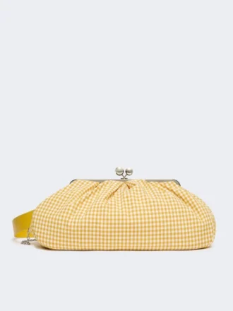 Bolso Pasticcino grande de algodón a cuadros vichy, amarillo
