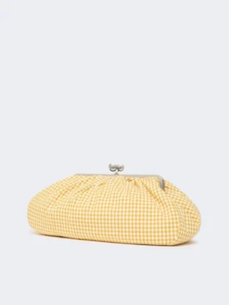 Bolso Pasticcino grande de algodón a cuadros vichy, amarillo