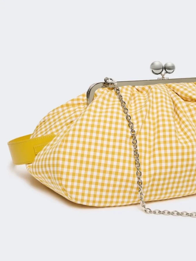 Bolso Pasticcino grande de algodón a cuadros vichy, amarillo Bolso Pasticcino grande de algodón a cuadros vichy, amarillo