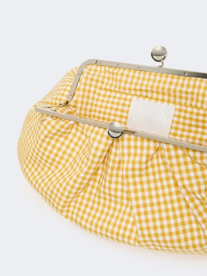 Bolso Pasticcino grande de algodón a cuadros vichy, amarillo Bolso Pasticcino grande de algodón a cuadros vichy, amarillo