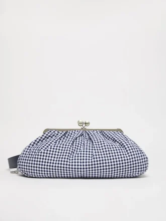 Bolso Pasticcino grande de algodón a cuadros vichy, azul ultramar