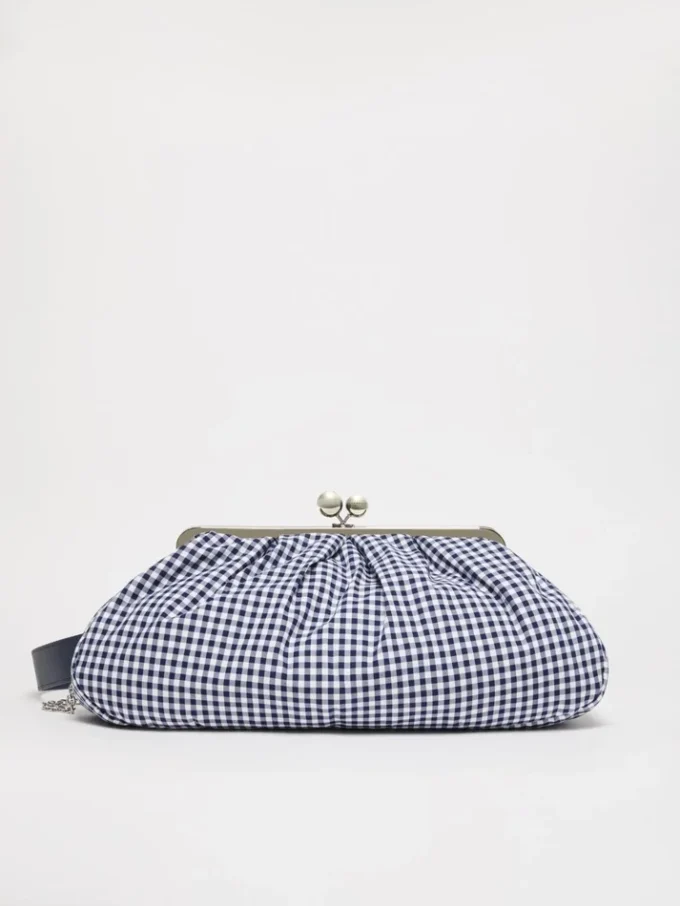 Bolso Pasticcino grande de algodón a cuadros vichy, azul ultramar Bolso Pasticcino grande de algodón a cuadros vichy, azul ultramar