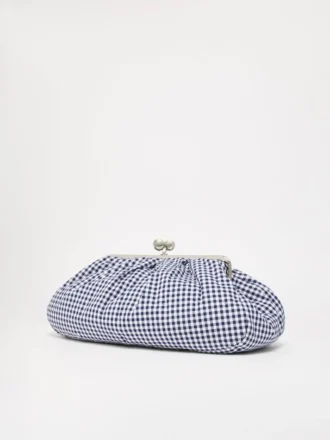 Bolso Pasticcino grande de algodón a cuadros vichy, azul ultramar