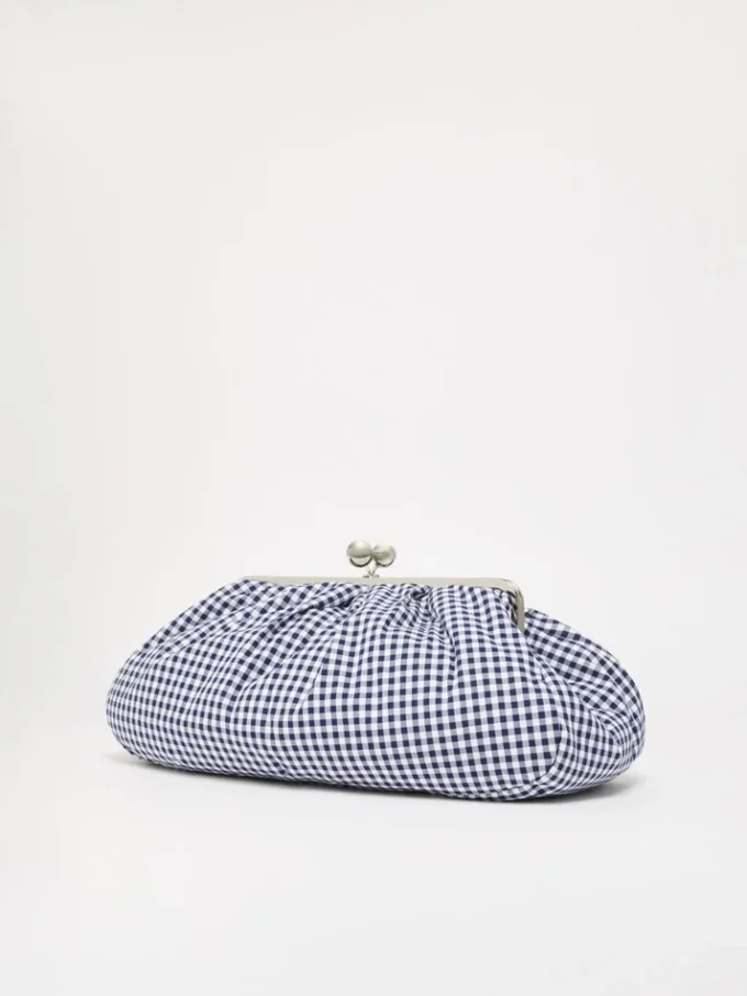 Bolso Pasticcino grande de algodón a cuadros vichy, azul ultramar Bolso Pasticcino grande de algodón a cuadros vichy, azul ultramar