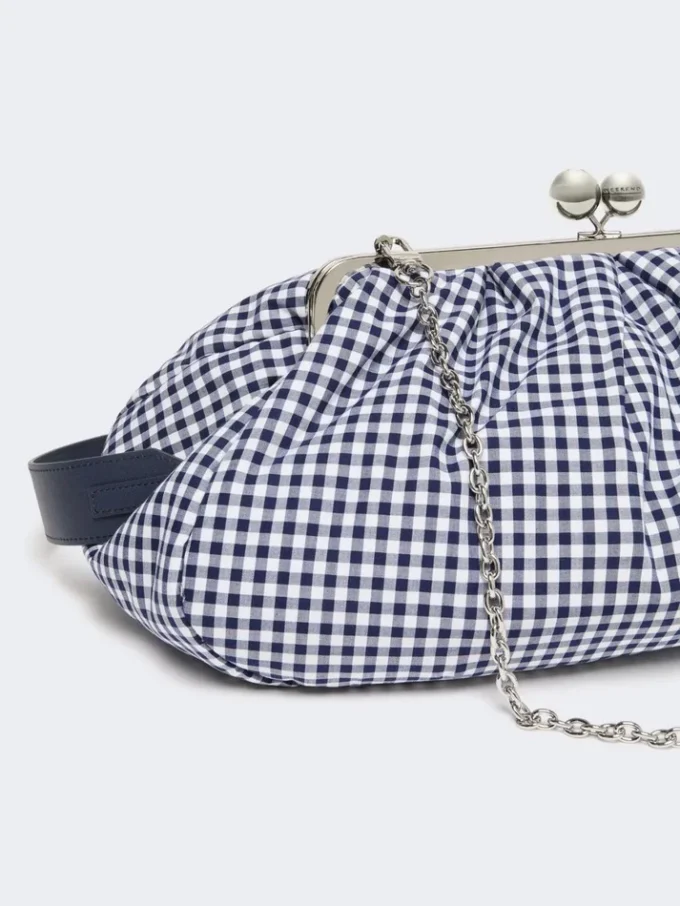 Bolso Pasticcino grande de algodón a cuadros vichy, azul ultramar Bolso Pasticcino grande de algodón a cuadros vichy, azul ultramar