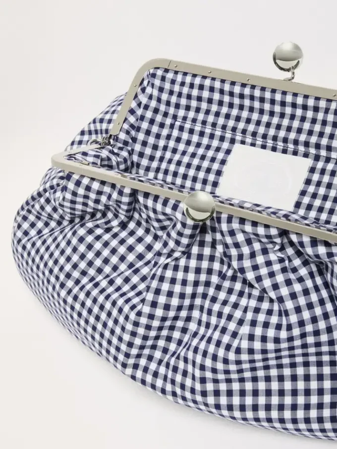 Bolso Pasticcino grande de algodón a cuadros vichy, azul ultramar Bolso Pasticcino grande de algodón a cuadros vichy, azul ultramar