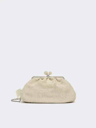 Bolso Pasticcino mediano con efecto rafia, color paloma