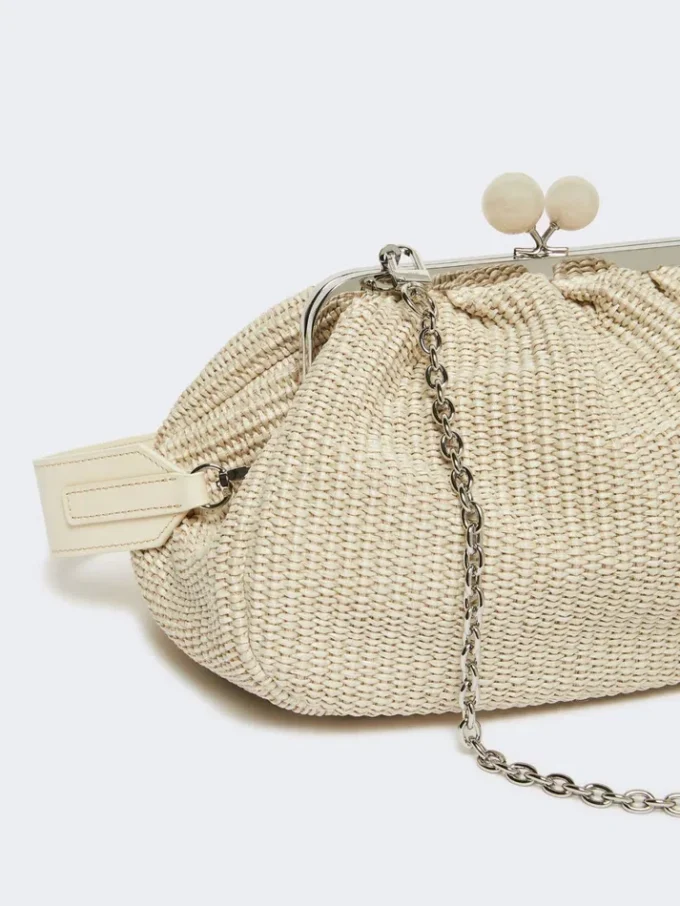 Bolso Pasticcino mediano con efecto rafia, color paloma Bolso Pasticcino mediano con efecto rafia, color paloma