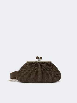 Bolso Pasticcino mediano con efecto rafia, marrón oscuro