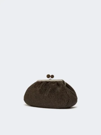 Bolso Pasticcino mediano con efecto rafia, marrón oscuro
