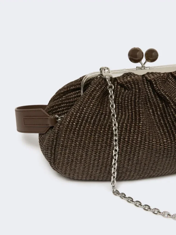Bolso Pasticcino mediano con efecto rafia, marrón oscuro Bolso Pasticcino mediano con efecto rafia, marrón oscuro